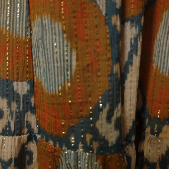 Ulla Johnson Orange and Blue Patterned Long Sleeve Dress - Picture 6 of 6